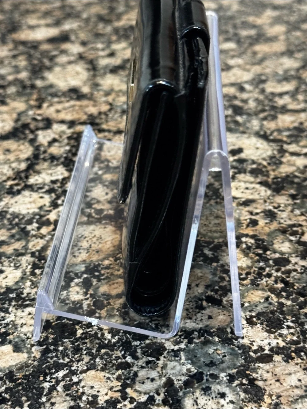 Gucci Black Patent Leather Compact Wallet VINTAGE